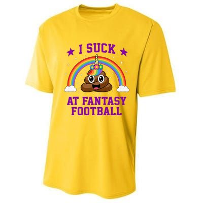 I Suck At Fantasy Football Loser Poop Unicorn Performance Sprint T-Shirt