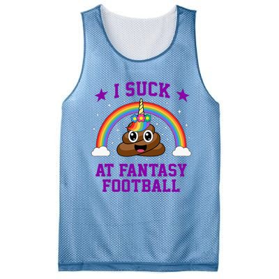 I Suck At Fantasy Football Loser Poop Unicorn Mesh Reversible Basketball Jersey Tank