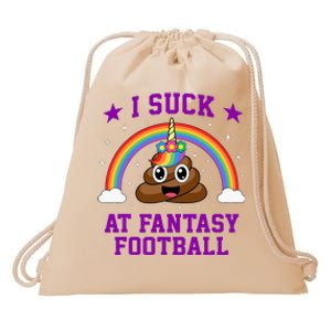 I Suck At Fantasy Football Loser Poop Unicorn Drawstring Bag