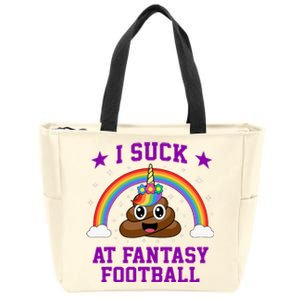 I Suck At Fantasy Football Loser Poop Unicorn Zip Tote Bag