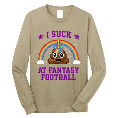 I Suck At Fantasy Football Loser Poop Unicorn Long Sleeve Shirt