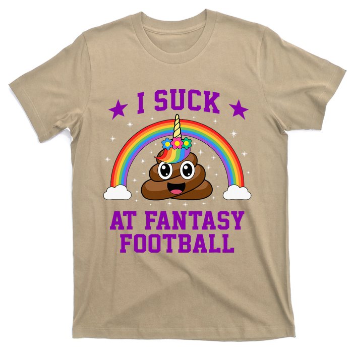 I Suck At Fantasy Football Loser Poop Unicorn T-Shirt