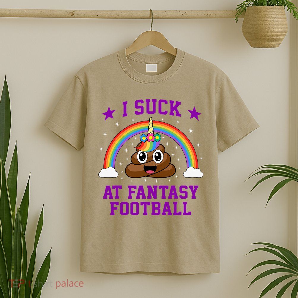 I Suck At Fantasy Football Loser Poop Unicorn T-Shirt