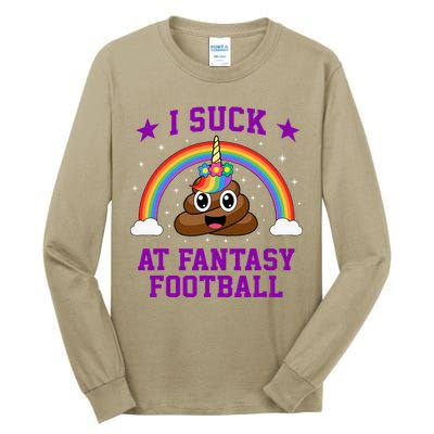 I Suck At Fantasy Football Loser Poop Unicorn Tall Long Sleeve T-Shirt