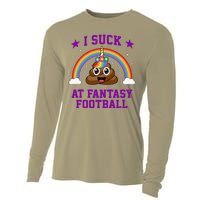 I Suck At Fantasy Football Loser Poop Unicorn Cooling Performance Long Sleeve Crew