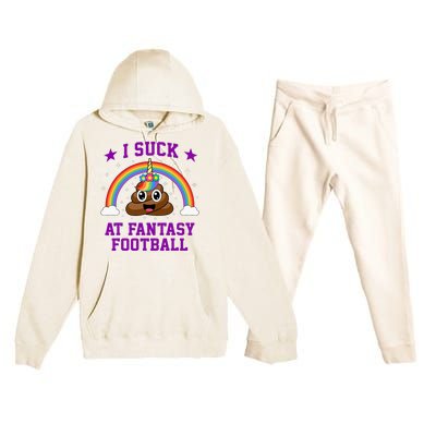 I Suck At Fantasy Football Loser Poop Unicorn Premium Hooded Sweatsuit Set