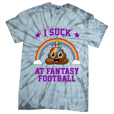 I Suck At Fantasy Football Loser Poop Unicorn Tie-Dye T-Shirt