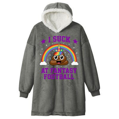 I Suck At Fantasy Football Loser Poop Unicorn Hooded Wearable Blanket