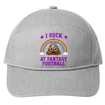 I Suck At Fantasy Football Loser Poop Unicorn 7-Panel Snapback Hat