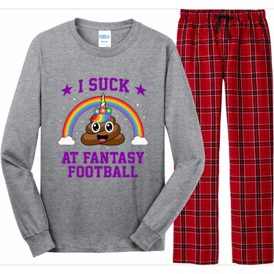 I Suck At Fantasy Football Loser Poop Unicorn Long Sleeve Pajama Set