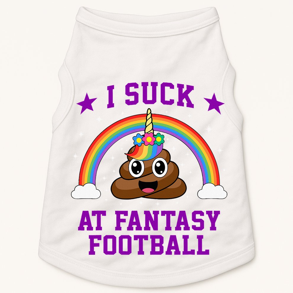 I Suck At Fantasy Football Loser Poop Unicorn Doggie Tank