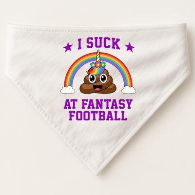 I Suck At Fantasy Football Loser Poop Unicorn USA-Made Doggie Bandana