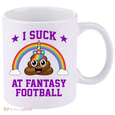 I Suck At Fantasy Football Loser Poop Unicorn 11oz C Handle Ceramic Mug