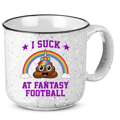 I Suck At Fantasy Football Loser Poop Unicorn 15oz Campfire Ceramic Mug