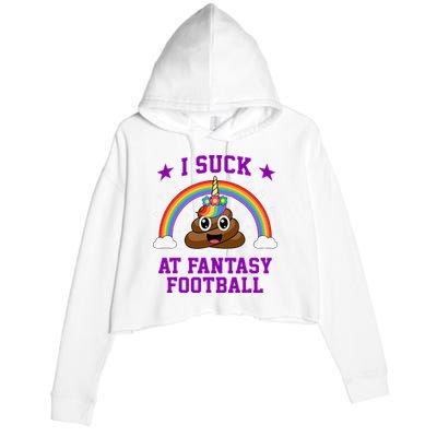 I Suck At Fantasy Football Loser Poop Unicorn Crop Fleece Hoodie