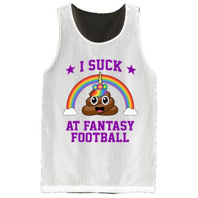 I Suck At Fantasy Football Loser Poop Unicorn Mesh Reversible Basketball Jersey Tank
