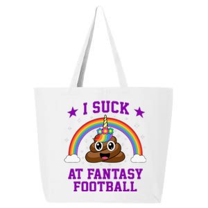 I Suck At Fantasy Football Loser Poop Unicorn 25L Jumbo Tote