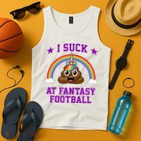I Suck At Fantasy Football Loser Poop Unicorn Tank Top