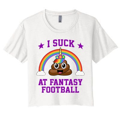 I Suck At Fantasy Football Loser Poop Unicorn Crop Top