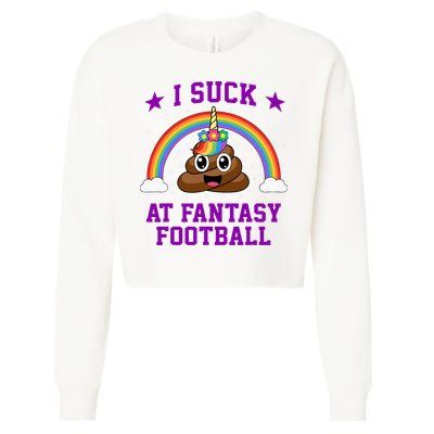 I Suck At Fantasy Football Loser Poop Unicorn Cropped Pullover Crew