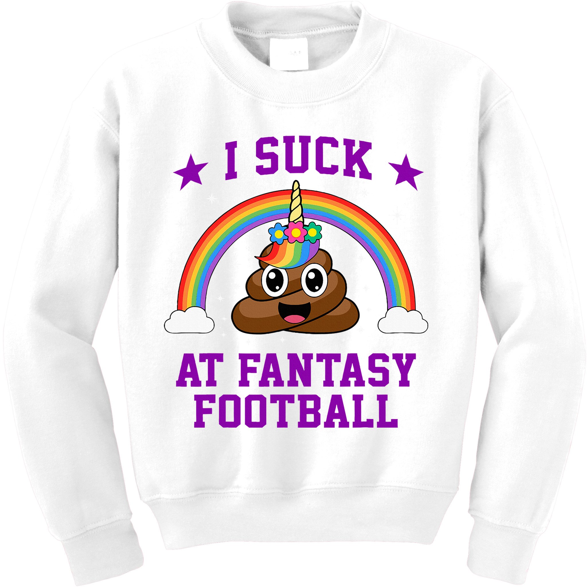 I Suck At Fantasy Football Loser Poop Unicorn Kids Sweatshirt
