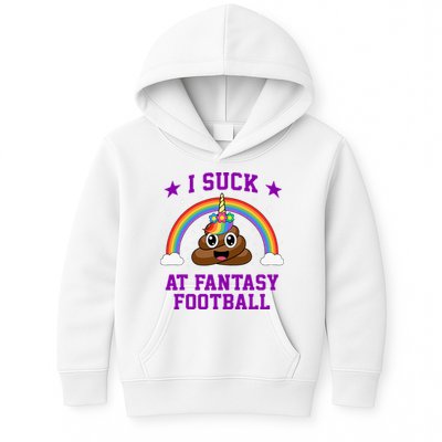 I Suck At Fantasy Football Loser Poop Unicorn Kids Hoodie