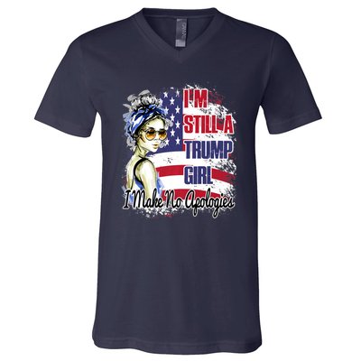 I'm Still A Trump Girl I Make No Apologies Trump 2024 V-Neck T-Shirt