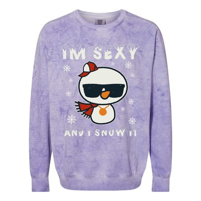 Im Sexy And I Snow It Retro Funny Snowman Colorblast Crewneck Sweatshirt