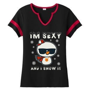 Im Sexy And I Snow It Retro Funny Snowman Ladies Halftime Notch Neck Tee