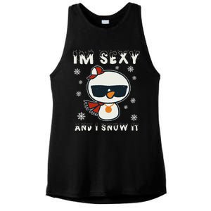 Im Sexy And I Snow It Retro Funny Snowman Ladies PosiCharge Tri-Blend Wicking Tank