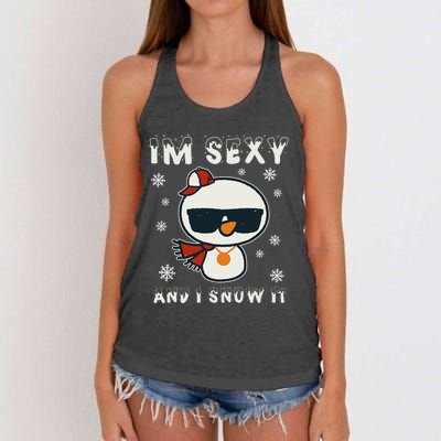 Im Sexy And I Snow It Retro Funny Snowman Women's Knotted Racerback Tank