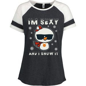 Im Sexy And I Snow It Retro Funny Snowman Enza Ladies Jersey Colorblock Tee