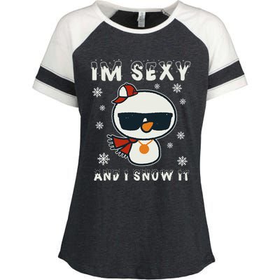 Im Sexy And I Snow It Retro Funny Snowman Enza Ladies Jersey Colorblock Tee