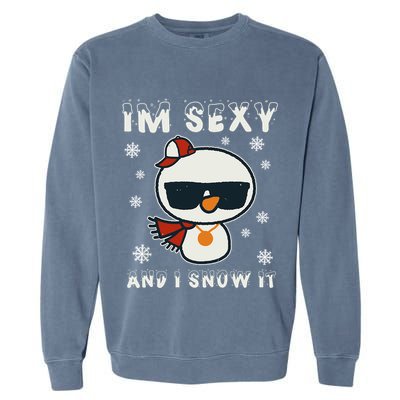 Im Sexy And I Snow It Retro Funny Snowman Garment-Dyed Sweatshirt