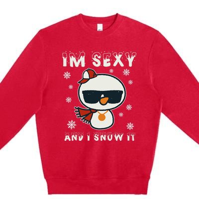 Im Sexy And I Snow It Retro Funny Snowman Premium Crewneck Sweatshirt