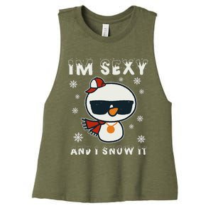 Im Sexy And I Snow It Retro Funny Snowman Women's Racerback Cropped Tank