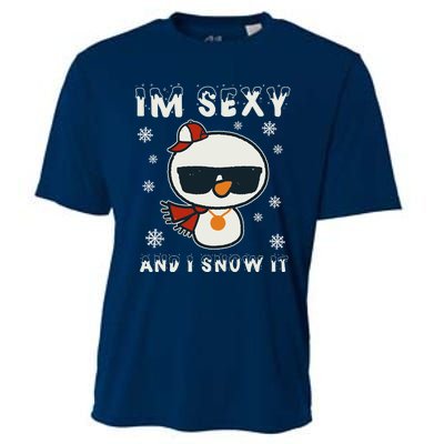 Im Sexy And I Snow It Retro Funny Snowman Cooling Performance Crew T-Shirt