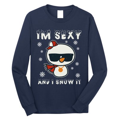 Im Sexy And I Snow It Retro Funny Snowman Long Sleeve Shirt