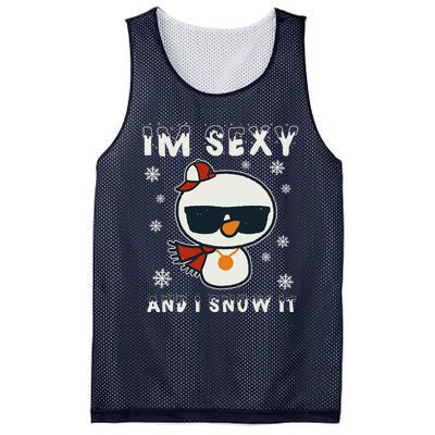 Im Sexy And I Snow It Retro Funny Snowman Mesh Reversible Basketball Jersey Tank