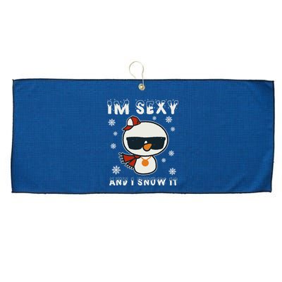 Im Sexy And I Snow It Retro Funny Snowman Large Microfiber Waffle Golf Towel