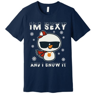 Im Sexy And I Snow It Retro Funny Snowman Premium T-Shirt