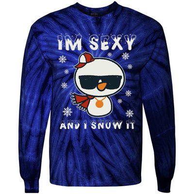 Im Sexy And I Snow It Retro Funny Snowman Tie-Dye Long Sleeve Shirt