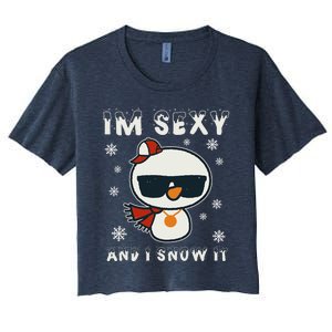 Im Sexy And I Snow It Retro Funny Snowman Women's Crop Top Tee