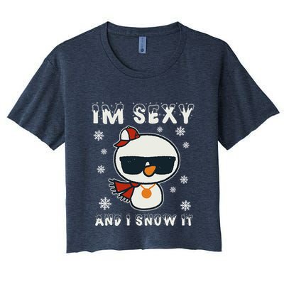 Im Sexy And I Snow It Retro Funny Snowman Crop Top