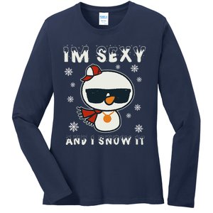 Im Sexy And I Snow It Retro Funny Snowman Ladies Long Sleeve Shirt