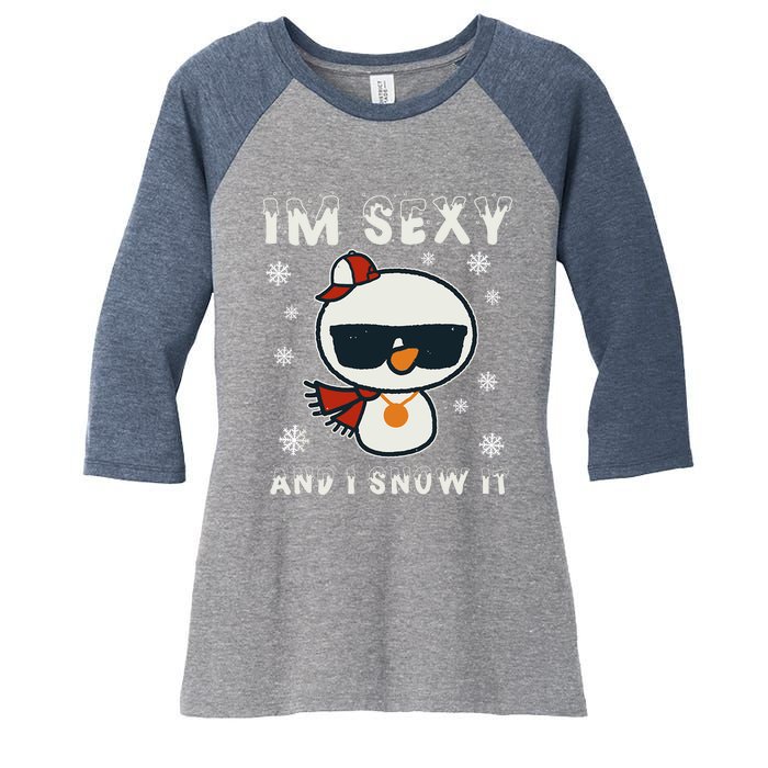 Im Sexy And I Snow It Retro Funny Snowman Women's Tri-Blend 3/4-Sleeve Raglan Shirt