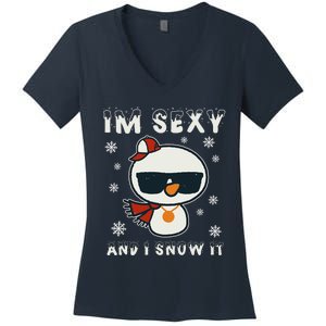 Im Sexy And I Snow It Retro Funny Snowman Women's V-Neck T-Shirt