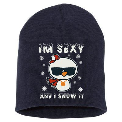 Im Sexy And I Snow It Retro Funny Snowman Short Acrylic Beanie