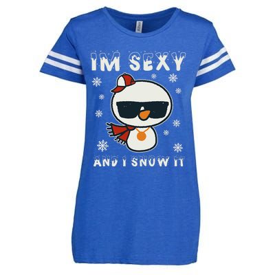 Im Sexy And I Snow It Retro Funny Snowman Enza Ladies Jersey Football T-Shirt