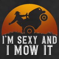 IM Sexy And I Mow It Lawnmower Lawn Mowing Gardener 7 Panel Mesh Trucker Snapback Hat
